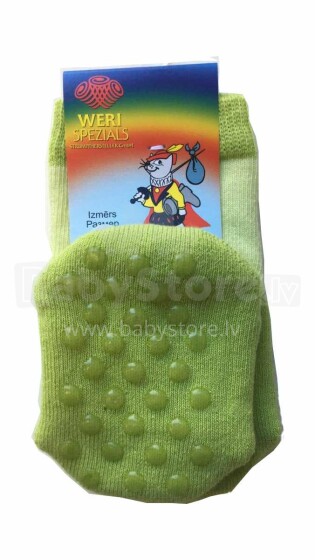 Weri Spezials Art.22001 Green Baby Socks Non Slips Laste sokkid ABS'iga, mittelibisevad
