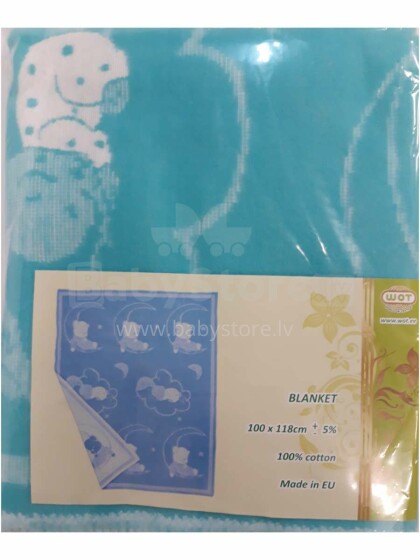 WOT ADXS Art.015/1029 Turquoise Sweet Dreams Высококачественное Детское Одеяло 100% хлопок 100x118cm