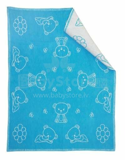 WOT ADXS Art.012 / 1014 Mėlyni meškiukai Aukštos kokybės vaikiška medvilninė antklodė (antklodė) 100x118cm