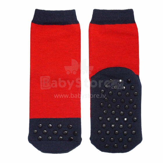 Weri Spezials Art.22001 „BlueRed“ vaikiškos kojinės su ABS taškeliais (neslidžios)