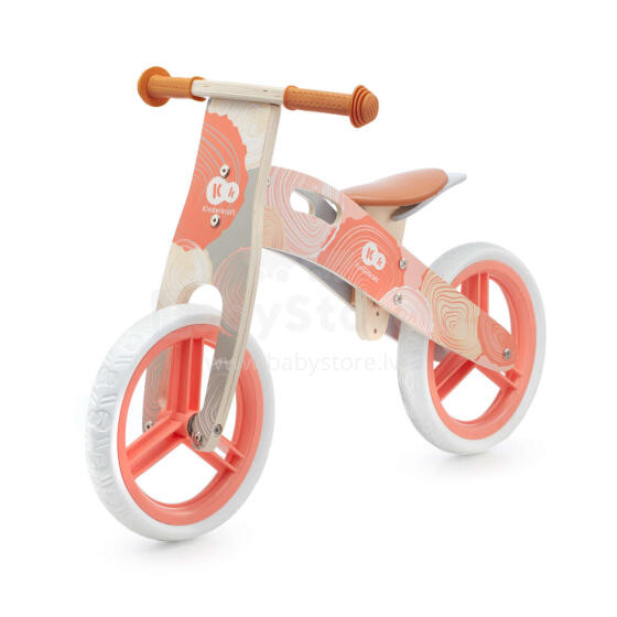 KinderKraft'21 Runner Natural Coral Art.KRRUNN00CRL0000  Детский велосипед/бегунок с деревянной рамой