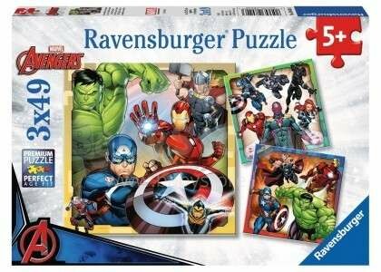 „Ravensburger Puzzle Avengers“ str. R08040 dėlionės 3x49vnt.