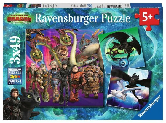 Ravensburger Puzzle Dragon Art.R08064 complete set of puzzles  3x49 pcs.
