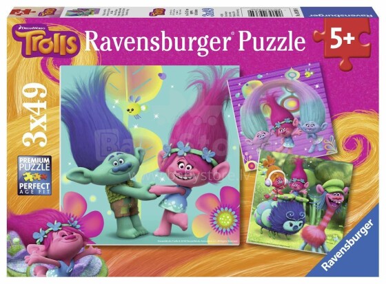 Ravensburger Puzzle Trolls Art.R09364 dėlionės 3x49vnt.