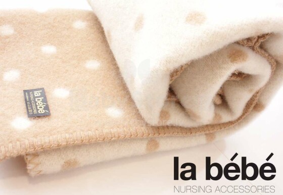 La bebe™ Wool Art.113477 Beige dots Детское шерстяное одеяло/плед из мериносовой шерсти (New Zeland), 70x100cm