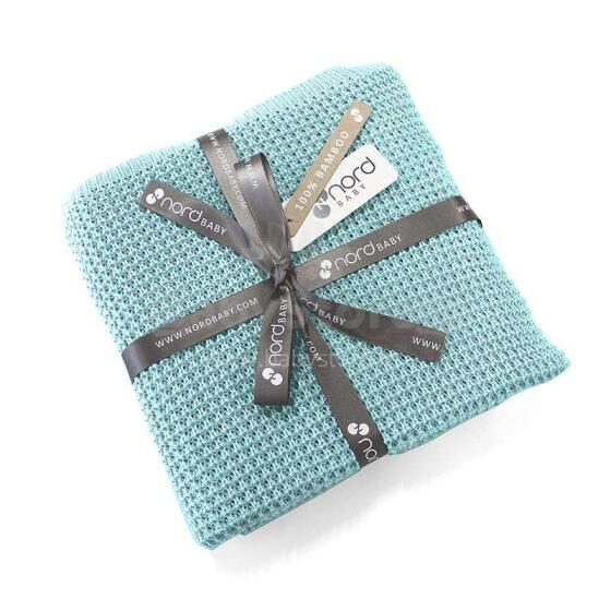 NordBaby Waffle Blanket Art.205680 Blue Haze   Dabīgas plediņš bērniem no bambusa, 70x100cm