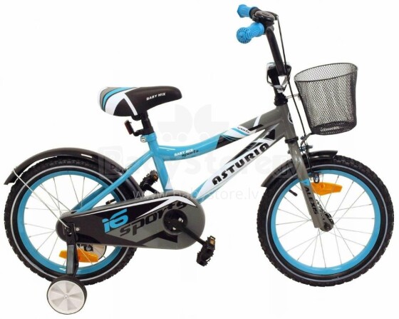 Baby Mix Art.UR-999G-12 Azure Bērnu divritenis (velosipēds) ar palīgriteņiem