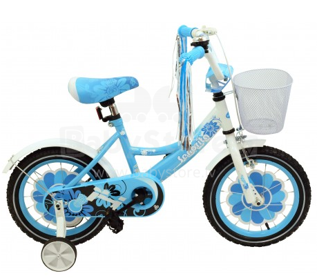 Baby Mix Art.UR-777G-12 Blue Laste kahe ratastega jalgratas koos täiendavate pedaalidega ja piiksuga
