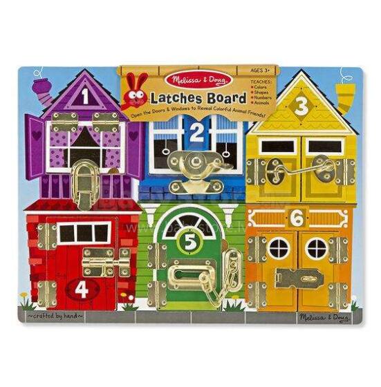 Melissa&Doug Latches Board  Art.13785 Koka dēlis ar aizbīdņiem