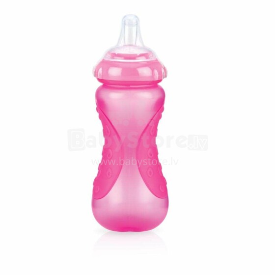 „Nuby“ menas. 1208 Rožinis butelis su minkštais šiaudais-Sport 300 ml
