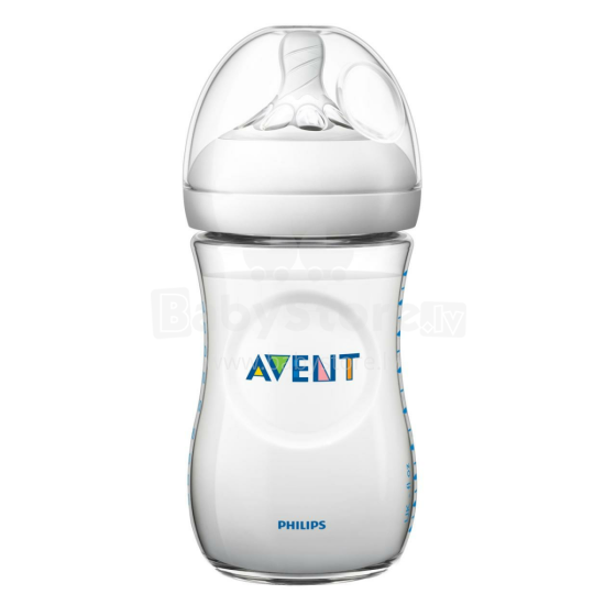 Philips Avent Natural Art.SCF033/17  barošanas pudelīte  ar lēnas plūsmas knupīti, 1M+,260ml