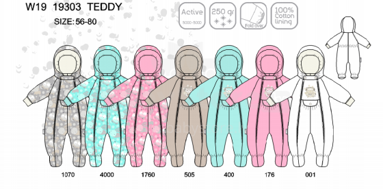 Lenne '20 Teddy Art.19303/505  Утепленный cлитный термо комбинезон для малышей