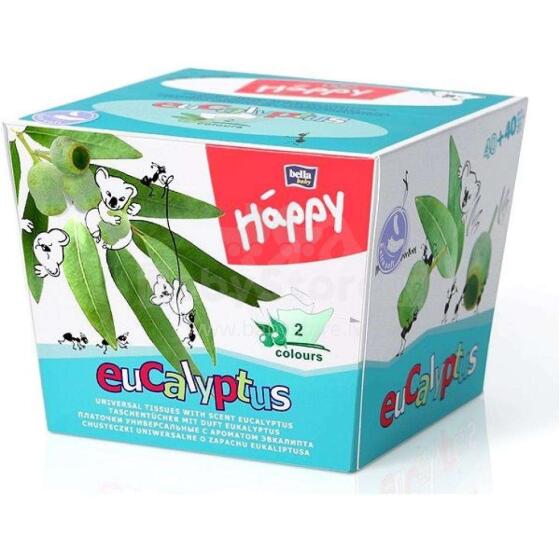Happy  Art.114832 Гигиенические платочки c запахом эвкалипта,80шт.