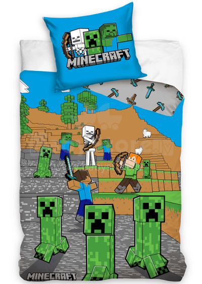 Carbotex Bedding Set Minecraft Art.MC004-13 Kokvilnas gūltas veļas komplekts 140x200