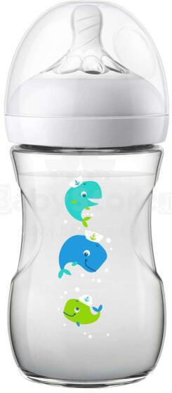 Philips Avent Natural Art.SCF070/23  barošanas pudelīte ar lēnas plūsmas knupīti, 1M+,260ml
