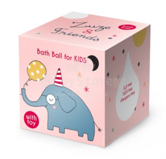 Zuze and Friends Elephant  Art.115636 Cranberry bērnu vannas bumba ar rotaļlietu,60g