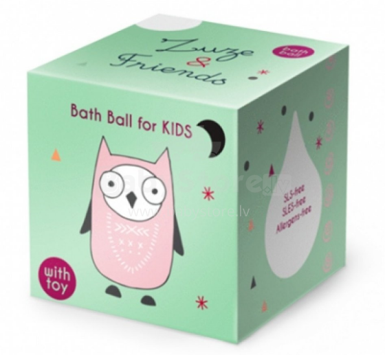 Zuze and Friends  Owl  Art.115638 Rhubarb bērnu vannas bumba ar rotaļlietu,60g