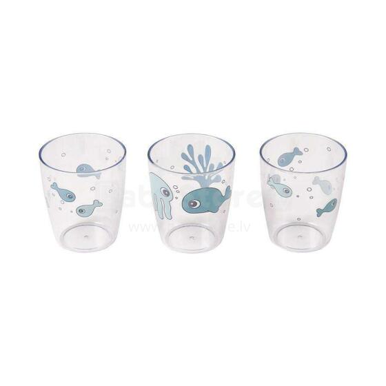Done by Deer Yummy mini glass 3 pcs Sea friends, Blue 120 ml