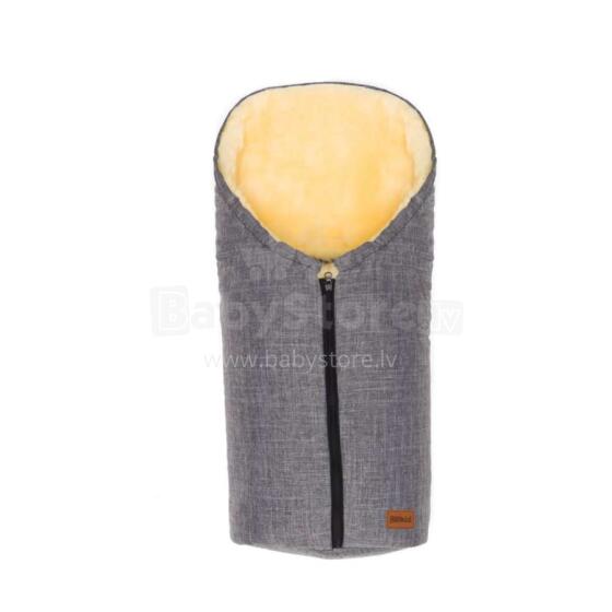 Fillikid Lambskin Footmuff Elbrus Art.94100-17 Grey Melange Guļammaiss ar dabisku jērādu ratiem 80 x 45 cm