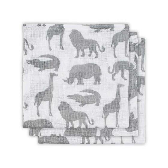 Jollein Muslin Face Safari Art.537-848-65200  Высококачественная муслиновая пелёнка для лица, 3 шт. (31x31 cm))