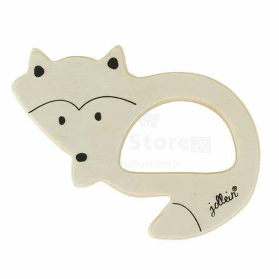 „Jollein“ dantų žiedas „Fox Art“, 1001-001-65194 Aukštesnės kokybės - medinis barškutis (100% natūralus)