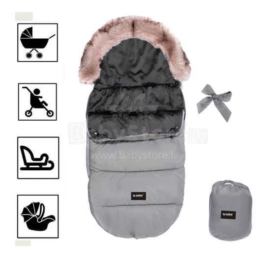 La bebe™ Sleeping bag Winter Footmuff  Art.116740 Grey Universāls silts guļammaiss ragavām