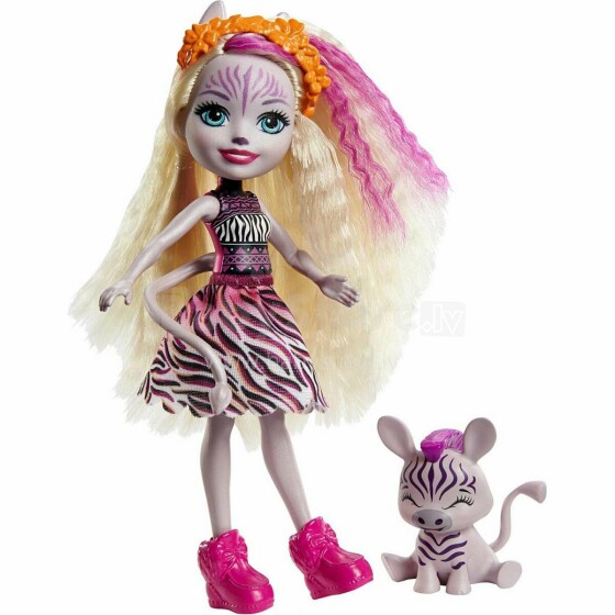 Enchantimals Zadie Zebra Doll Art.GTM27  Мини кукла с любимой зверушкой из серии Энчантималс