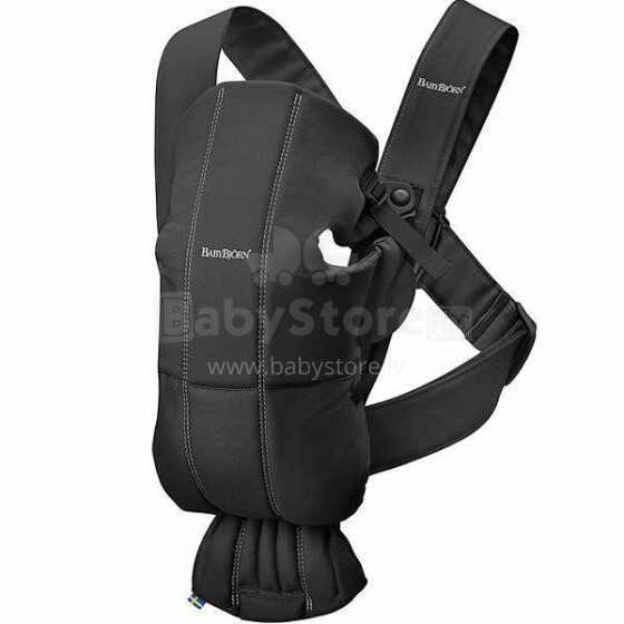 „Babybjorn Baby Carrier Mini Cotton Art.021056“ juoda kengūros krepšys aktyviems tėvams ilgiems žygiams nuo 3,5 iki 11 kg
