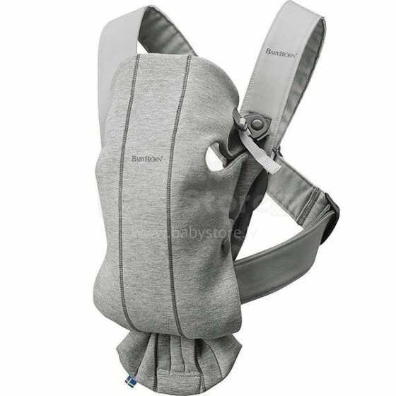 „Babybjorn Baby Carrier Mini 3D Jersey“ marškinėliai „Art.021072“ - šviesiai pilka kengūros krepšys aktyviems tėvams ilgiems žygiams nuo 3,5 iki 11 kg