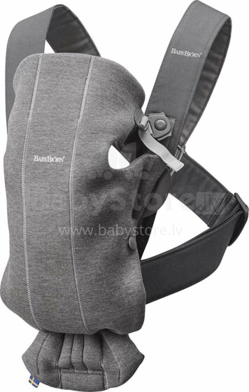 „Babybjorn Baby Carrier Mini 3D Jersey“ marškinėliai Art.021084 Tamsiai pilka kengūros krepšys aktyviems tėvams ilgiems žygiams nuo 3,5 iki 11 kg