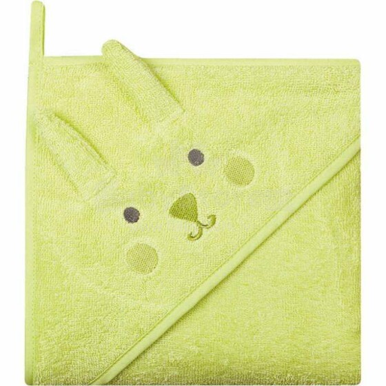 „Womar“ rankšluostis Art.3-Z-OK-089 Žalias vaikiškas kilpinis rankšluostis su gobtuvu 100 x 100 cm