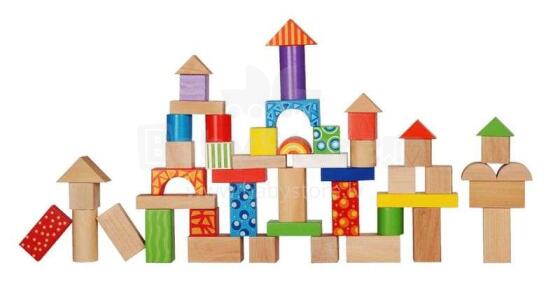 EcoToys Buildings  Blocks Art.117374  Деревянные кубики в ведёрке