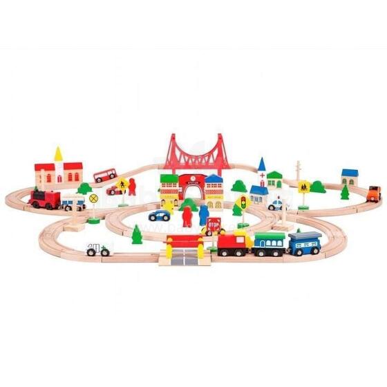 EcoToys Railway Set Art.HM014665  Деревянная железная дорога