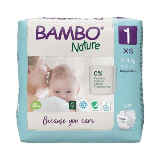 Bambo Nature Newborn Art.NBAMB4435  Bērnu autiņbiksītes 1 izmērs no 2-4 kg, 22gab.