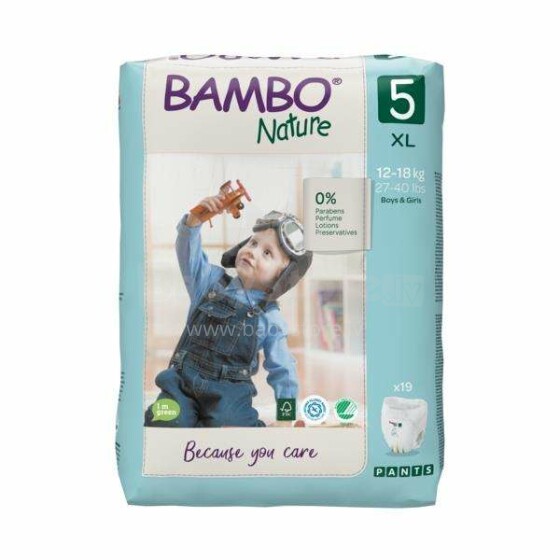 „Bambo Nature“ gaminio straipsnis. NBBB4491 Vaikiškos kelnaitės 5 dydžio nuo 12-18 kg, 19vnt.