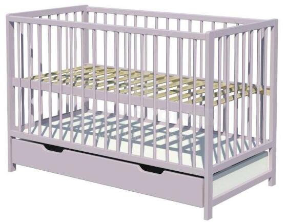 Baby Crib Club Dominik Art.117586 Grey  Детская деревянная кроватка с ящиком 120x60см