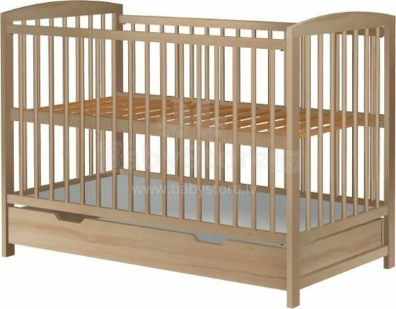 Baby Crib Club KC  Art.117592 Natural  Детская деревянная кроватка с ящиком 120x60см