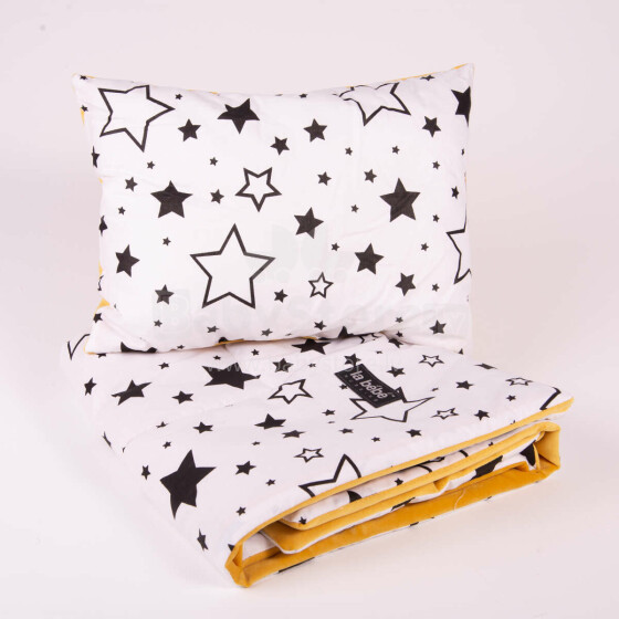La bebe™ Minky+Cotton Set 100x75/40x25 Art.79079 Stars/Yellow Velvet Комлект одеялко и подушечка (100x75/40x25 cm)
