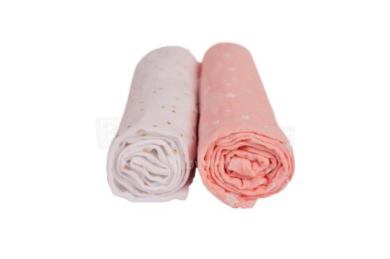 YappyKids Muslin  Art.118173 Blush&Blanc  Augstākās kvalitātes muslina ietināšanas autiņš, 2 gb. (70x100 cm)
