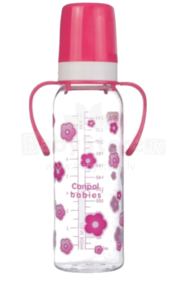 Canpol Babies Art.11 / 810 Plastikinis buteliukas su rankenomis ir silikoniniu čiulptuku nuo 12 mėnesių. 250ml