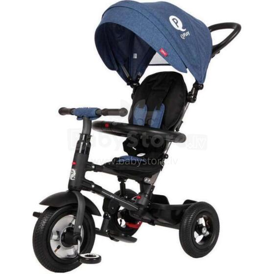 Aga Design QPlay Rito Art.S380 Blue  Bērnu trīsritenis ar rokturi , jumtiņu un piepūšamajiem riteņiem