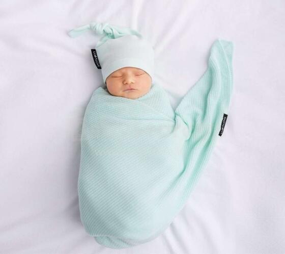 Lullalove Light knitted Swaddle  Art.118863 Mint Augstākās kvalitātes muslina  autiņš no bambusa ,(90х90 cm)