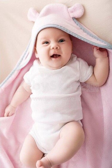 Lullalove Baby Towel  Art.118889 Pink Bērnu dvielis ar kapuci (85x85 cm)