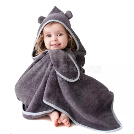 Lullalove Baby Towel  Art.118893 Grey  Детское полотенце с капюшоном (130x65 cм)