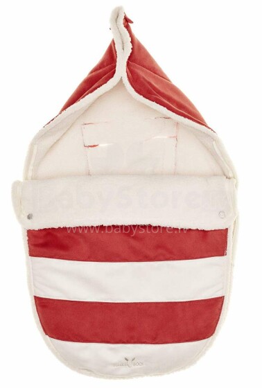 „Wallaboo Nore Striped Red“ gaminys. WNS.0118.5501 Zomšos kojų krepšys su pliušiniu vidumi