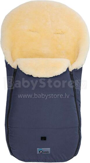 Alta Bebe Lambskin Footmuff Nordkap Art.MT2450LP-62 Navy Blue Guļammaiss  ratiem ar dabisku aitas vilnas 95x49 cm