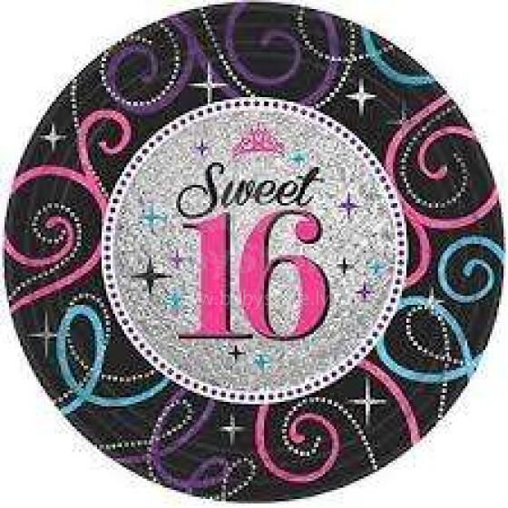 Amscan Sweet16 Art.551466  Набор тарелочек  для праздника 8 шт.