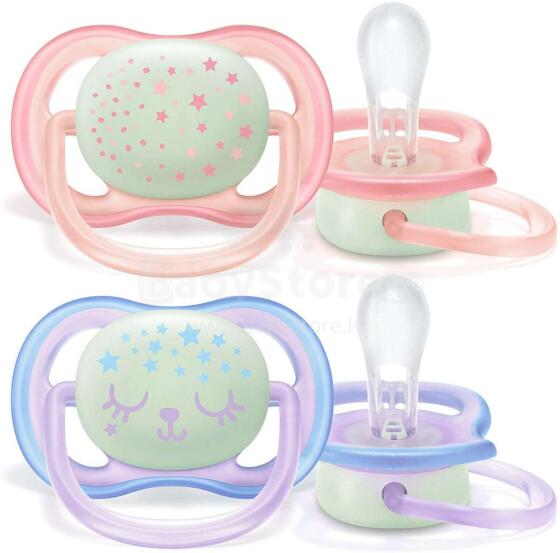 Philips Avent Ultra Air Night  Art.SCF376/12  Silikona knupīši  0-6 mēn BPA Free (2 gab.)