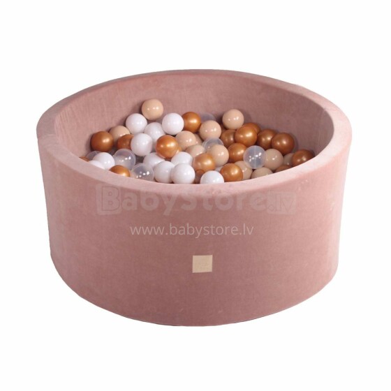MeowBaby® Color Round Velvet Art.120000 Pastel Pink  Бассейн сенсорный сухой с шариками(250шт.)