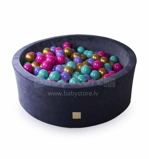 MeowBaby® Color Round Velvet Art.120001 Mėlynas sausas baseinas su kamuoliukais (250vnt.)